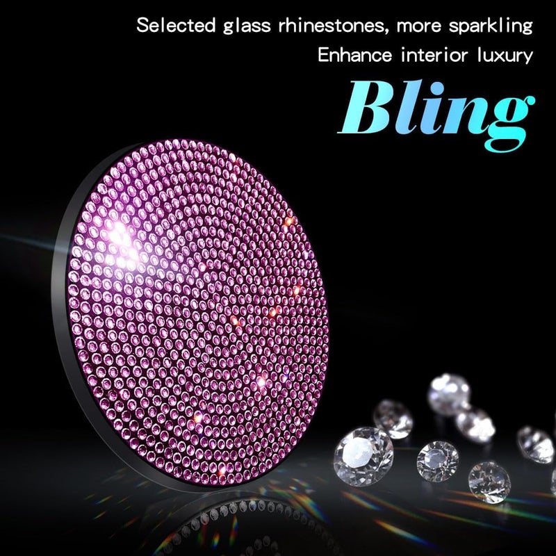 Murimt 2 PCS Universal Vehicle Bling Cup Holder Insert Coaster Car Interior Accessories,2.75 inch Silicone Anti Slip Crystal Rhinestone Car Coaster(Pink) - Image 3